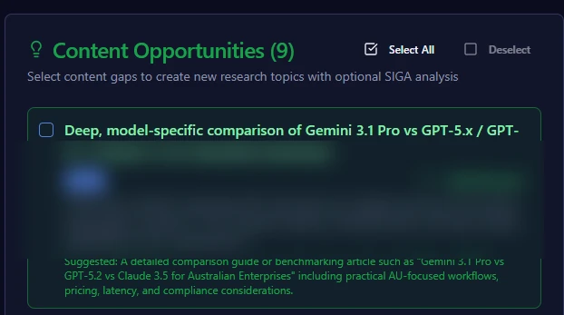 SIGA showing content opportunities